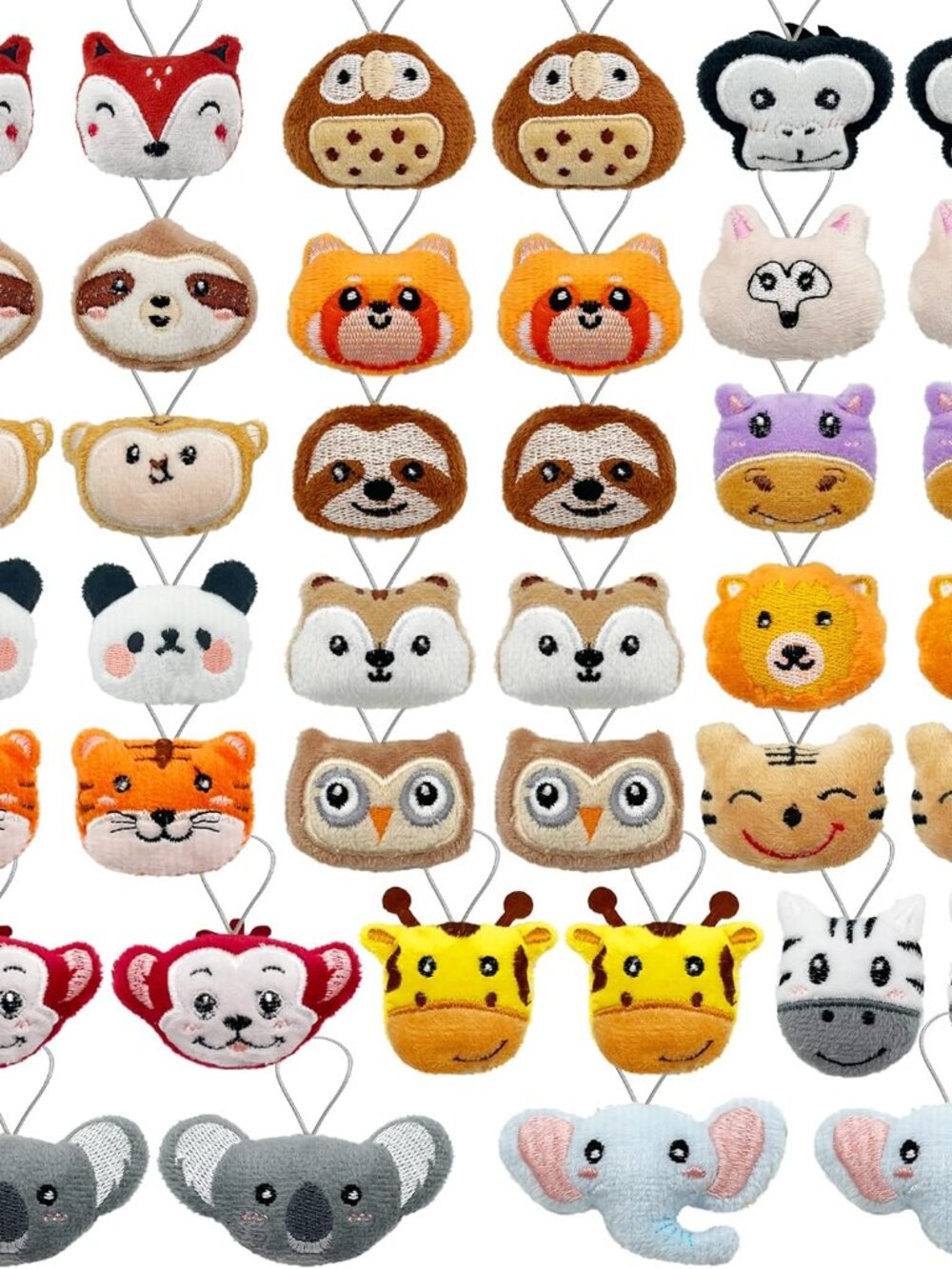 40 PCS Mini Jungle Animal Plush Toys Set Cute Small Animal Stuffed Keychain for